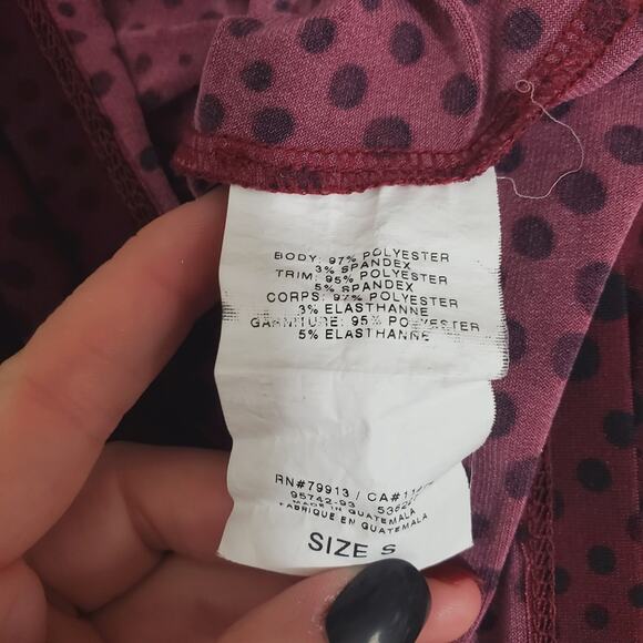 Motherhood | Maternity Deep Merlot Polka-dot Side Tie Stretch Dress - Picture 5 of 6